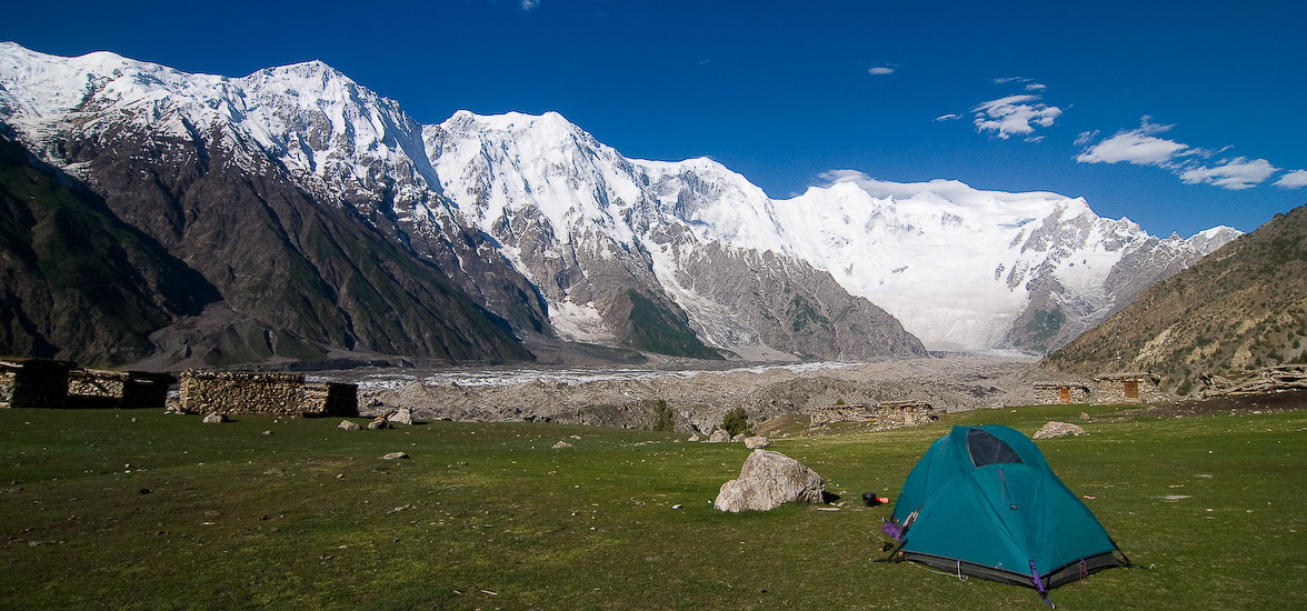 Batura Glacier, summer pasture and campsite in Upper Hunza, Pakistan
