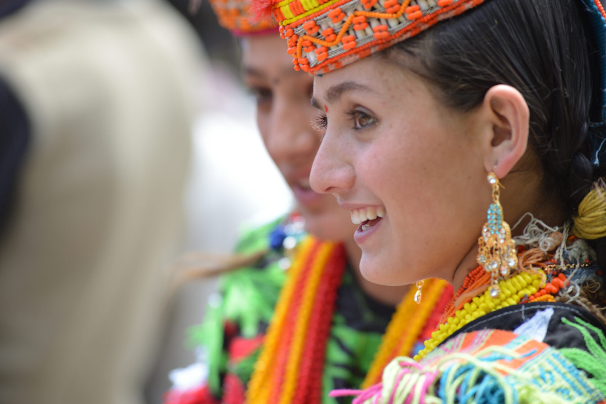 Portrait of a Kalash woman in traditional jewellery